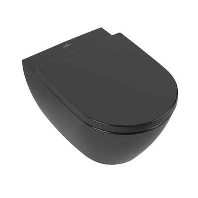 Villeroy & Boch Subway 2.0 Pack WC - WC suspendu - DirectFlush - à fond creux - abattant softclose & quickrelease - avec réservoir encastrable - plaque de commande acier mat - Ebony CeramicPlus