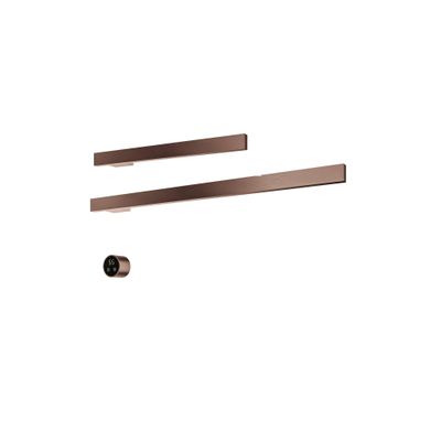 Hotbath &MORE Handdoekradiator - 80x38cm - vierkant - 2 stangen 80cm en 50cm - horizontaal - met schakelaar - PVD - geborsteld koper