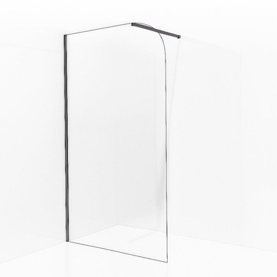 Aqua Vista Inloopdouche - 90x200cm - afgeronde glaswand - helder glas - wandarm - geborsteld gunmetal PVD