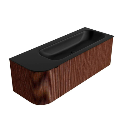 Mondiaz KURVE Badkamermeubelset - 125x46x40cm - 1 lade - 1 deur - wastafel solid surface - rechts - zonder kraangat - Ruby