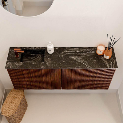 Mondiaz JOYA-DLUX 100cm toiletmeubel - kleur Ruby - Wastafel FAYE positie Links 1 kraangat kleur Lava.