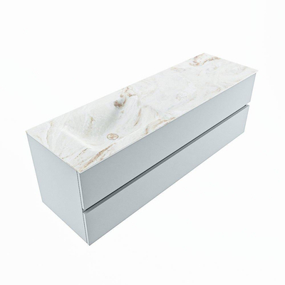 Mondiaz VICA-DLUX Ensemble meuble de salle de bains - 150cm - clay - 2 tiroirs - Lavabo encastré CLOUD - gauche - sans trou de robinet - couleur Frappe - Version XL 60cm de hauteur