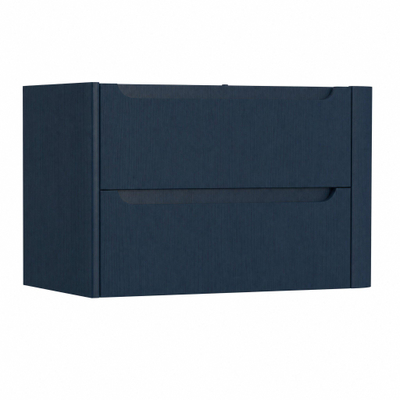 H&R Badmeubelen Juice Wastafelonderkast - 80x45x50cm - rechterhoek afgerond - 2 lades - geïntegreerde greep - blue oak