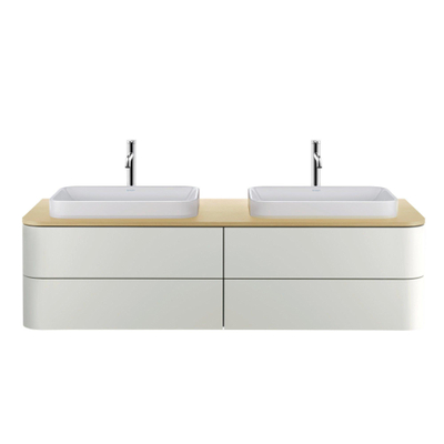 Duravit Happy D.2 Plus waskom rechthoekig - zonder kraangat - zonder overloop - 60x40cm - met keramische afdekkap - glans wit