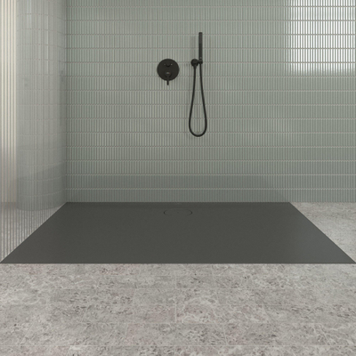 Villeroy & Boch Ecora douchebak - 160x90x3.5cm - afvoer lange zijde - anthracite (antraciet)