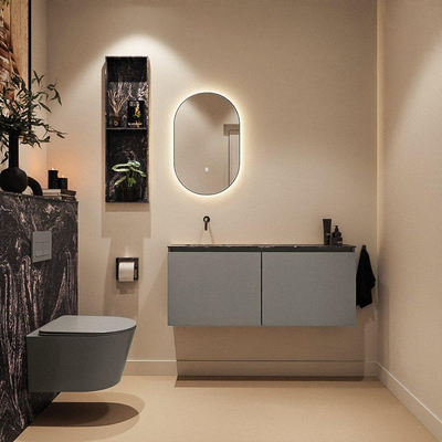 MONDIAZ TURE-DLUX 120cm toiletmeubel Smoke. EDEN wastafel Lava positie links. Zonder kraangat.