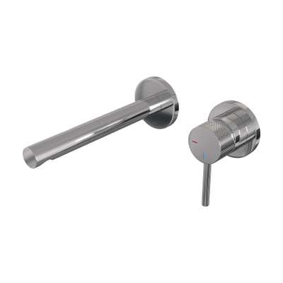 BRAUER Chrome Carving Wastafelmengkraan inbouw - rechte uitloop links - hendel lang smal carving - inclusief inbouwdeel - model A 1 - chroom