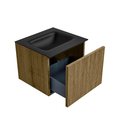 Mondiaz KURVE Badkamermeubelset - 50x46x40cm - 1 lade - wastafel solid surface - midden - zonder kraangat - Dusk