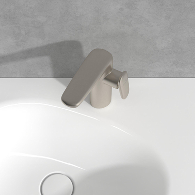 Villeroy & Boch Antao Mitigeur de lavabo monocommande - avec garniture de vidage Push-Open - Nickel brossé mat (inox)