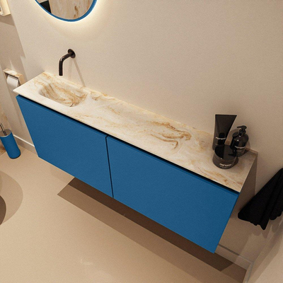 MONDIAZ TURE-DLUX 120cm toiletmeubel Jeans. EDEN wastafel Frappe positie links. Zonder kraangat.