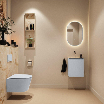MONDIAZ TURE-DLUX Meuble WC 40cm Clay. Lavabo EDEN Frappe position milieu. Sans trou de robinet.