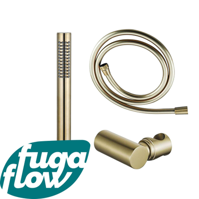 FugaFlow Eccelente Sobrado Badkamer handdoucheset incl staafhanddouche - houder - slang glad geborsteld messing PVD