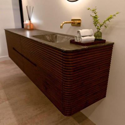 Mondiaz CIRO-DLUX Badkamermeubelset - 190x45x50cm - Solid surface wastafel Lava - 1 wasbak Rechts - zonder kraangaten - 4 lades - Ruby