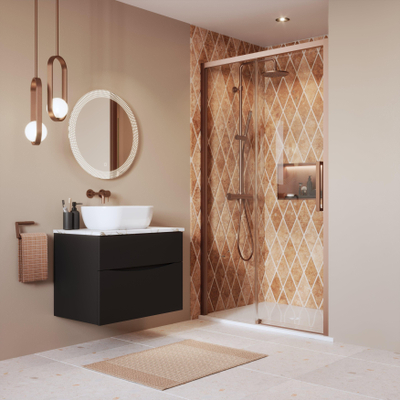 Crosswater Asura Porte coulissante - 8mm - 170cm - bronze brossé