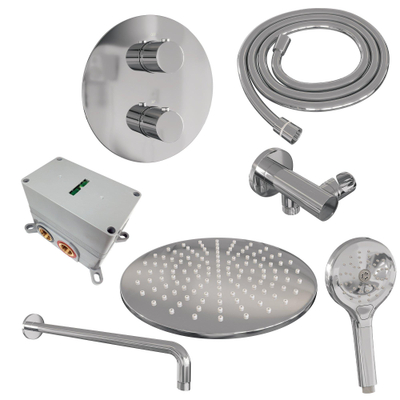BRAUER Chrome Edition inbouw regendoucheset – Ø30 cm hoofddouche – gebogen wandarm – ronde handdouche – 3-weg