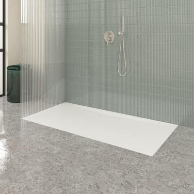 Villeroy & Boch Ecora douchebak - 160x80x3.5cm - afvoer lange zijde - white alpine (wit)