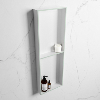 Mondiaz Easy nis 29.5x149.5x8cm voor Inbouw/opbouw 2 open vakken Solid surface Talc/Greey
