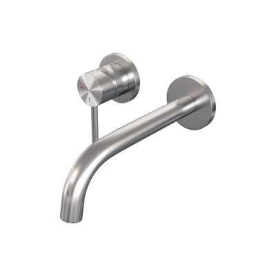 BRAUER Brushed Edition Wastafelmengkraan inbouw - gebogen uitloop rechts - hendel lang smal - inclusief inbouwdeel - model A2 PVD - geborsteld RVS
