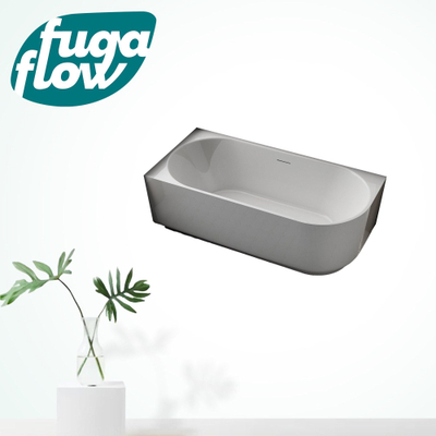 FugaFlow Eccelente Anta half vrijstaand hoekbad - links - 150x75x58cm - met afvoer - acryl - glans wit