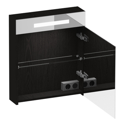 BRAUER Promise Deluxe spiegelkast – 59x70x15 cm – directe LED boven – rechtsdraaiende – Timber Black