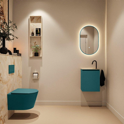 MONDIAZ TURE-DLUX Meuble toilette - 40cm - Smag - EDEN - vasque Frappe - position gauche - 1 trou de robinet