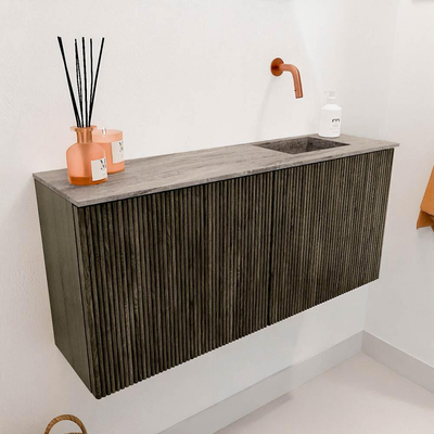 Mondiaz JOYA-DLUX 90cm toiletmeubel - kleur Shadow - Wastafel FAYE positie Rechts Zonder kraangat kleur Oza.