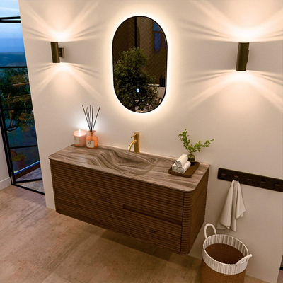 Mondiaz CIRO-DLUX Meuble de salle de bains - 120x45x50cm - Plan vasque solid surface Sombra - 1 vasque Centrale - 1 trou de robinetterie - 2 tiroirs - Dusk