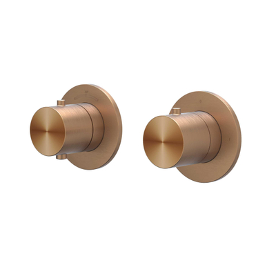 IVY Concord Elément de finition - pour mitigeur thermostatique encastré - inverseur d'arrêt 2 voies - Symmetry - rosace ronde - acier inoxydable 316 cuivre brossé mat PVD