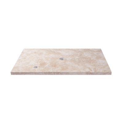 Saniclass Travertine Plan vasque - 80x46cm - 1 trou de robinet - 1 découpe de siphon - pierre naturelle mouchetée