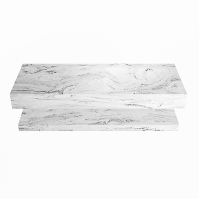 MONDIAZ ALAN - DLUX Badkamermeubelset - 120cm - planchet - Glace - vrijhangende wastafel - wasbak rechts - 1 kraangat - Glace