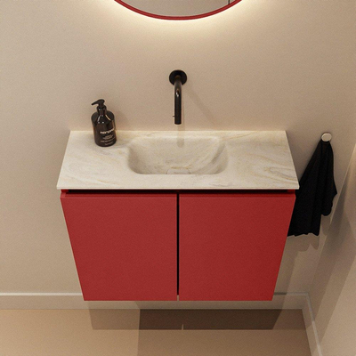 MONDIAZ TURE-DLUX meuble WC 60 cm Fire. EDEN lavabo Ostra position milieu. Sans trou de robinet.