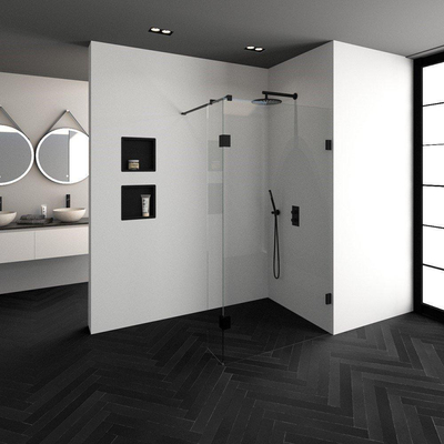 BRAUER Void inloopdouche helder glas 110x200 met 30 zijwand incl. glascoating mat zwart