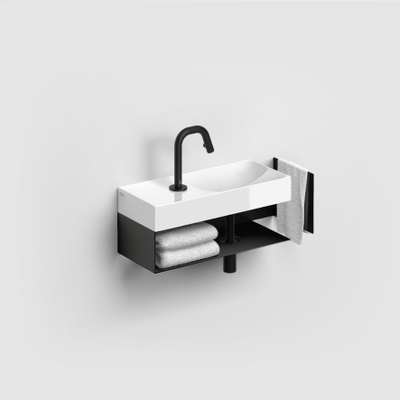 Clou Vale Lave-main 45cm avec trou pour robinet à gauche Céramique Blanc brillant