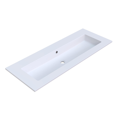 Arcqua Mira Lavabo encastré - 121x46x1.5cm - vasque simple - sans trou de robinet - marbre de synthèse - blanc mat