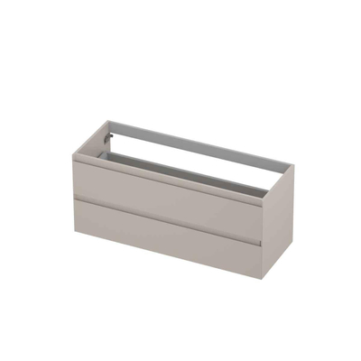 INK Wastafelonderkast - 120x45x52cm - 2 lades - greeploos - MDF lak - Mat kasjmier grijs