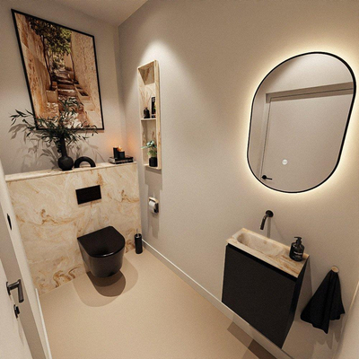MONDIAZ TURE-DLUX 40cm toiletmeubel Urban. EDEN wastafel Frappe positie links. Zonder kraangat.