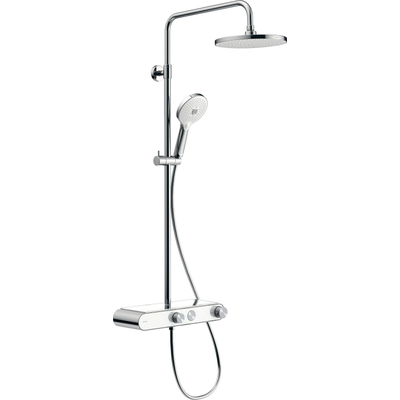 Duravit Shower Systems ensemble de douche pluie apparent – thermostatique – douche de tête Ø 23 cm – douchette 3 jets – chrome et blanc