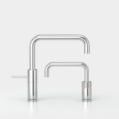 Quooker Nordic Square Twintaps kokendwaterkraan - draaibare uitloop - PRO3 incl. Cube reservoir - Warm / kokend water - Chroom