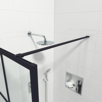Saniclass Bellini Inloopdouche 100x200cm windows frame buitenzijde anti kalk mat zwart SHOWROOMMODEL