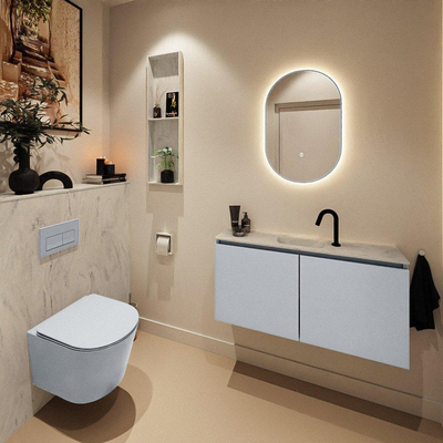 MONDIAZ TURE-DLUX 100cm toiletmeubel Clay. EDEN wastafel Opalo positie midden. Met 1 kraangat.