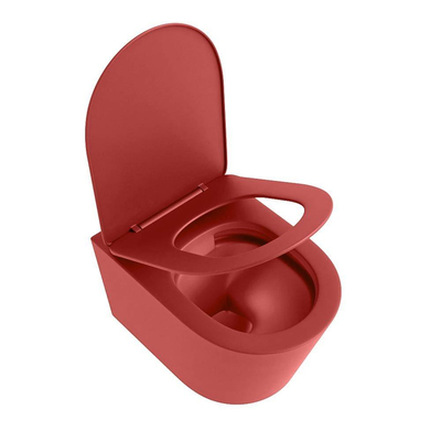 Mondiaz LAVIE hangtoilet – spoelrandloos – 36 x 53 cm – met softclose zitting – Fire (rood)
