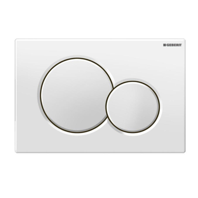 Geberit Sigma01 plaque de commande, double touche pour chasse d'eau avec commande frontale pour WC, dimensions 24,6 x 16,4 cm, blanc brillant