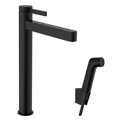 Hansgrohe Finoris 1-gr wastafelkraan 260 met bidethanddouche en doucheslang 160cm mat zwart