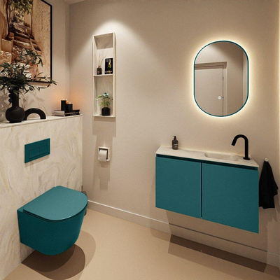 MONDIAZ TURE-DLUX Meuble toilette - 80cm - Smag - EDEN - vasque Ostra - position droite - 1 trou de robinet