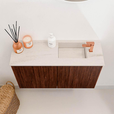 Mondiaz JOYA-DLUX 70cm toiletmeubel - kleur Ruby - Wastafel FAYE positie Rechts 1 kraangat kleur Meli.