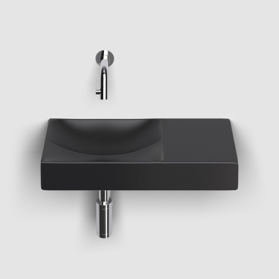 Clou Vale céramique lave-mains 45x19x7cm pré-percé trou de robinet à droite Noir mat