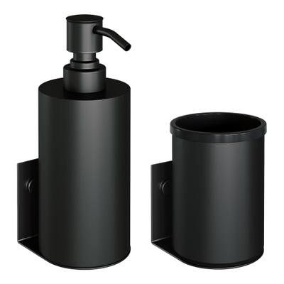 BRAUER Accessoireset - zeepdispenser - beker - met wand ophanging - magnetisch opzetvlak - mat zwart