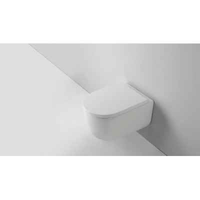 FugaFlow Eccelente Pietra Swirl Ensemble WC suspendu - 36,5x53,0cm - chasse profonde - sans rebord - abattant à fermeture douce - blanc brillant
