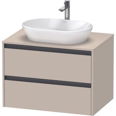 Duravit Ketho 2 meuble sous-lavabo avec plateau console avec 2 tiroirs 80x55x56.8cm avec poignées anthracite taupe supermat