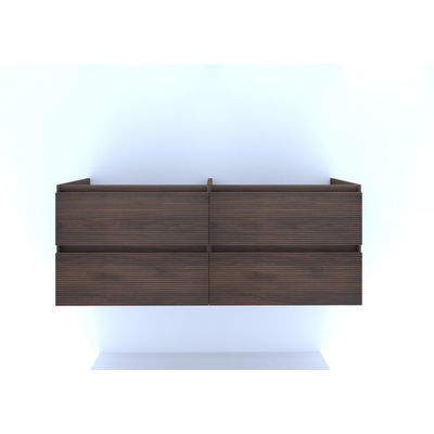 H&R Badmeubelen Infinity wastafelkast met 3D-front - 4 laden - greeploos met greeplijst in kleur meubel - 140 x 55 x 45 cm - dark oak